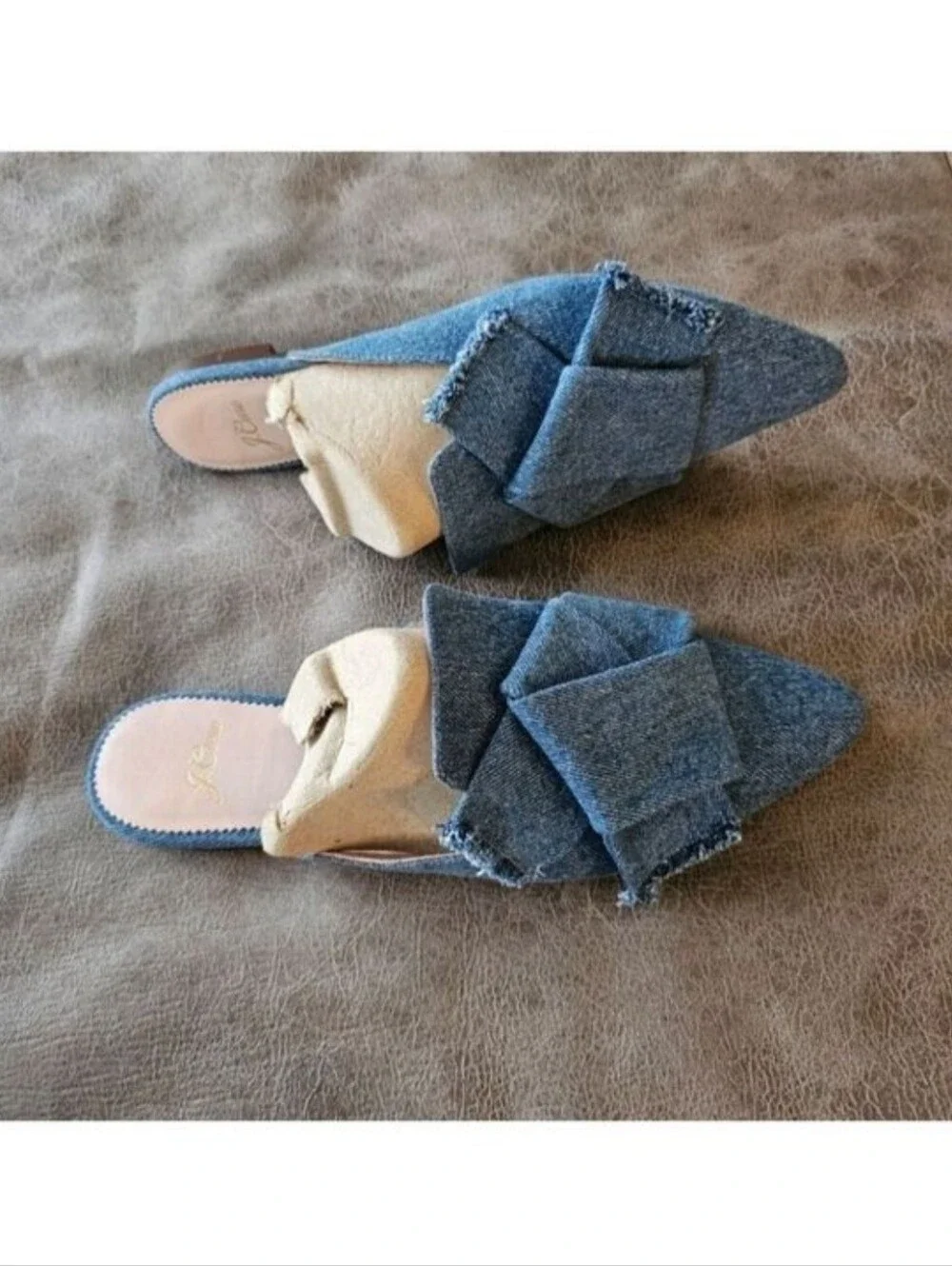 J. Crew Pointed-Toe Slides In Denim Size 8